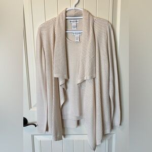 152. Draper’s & Damon’s Cream Open-Front Cardigan Set Size L
